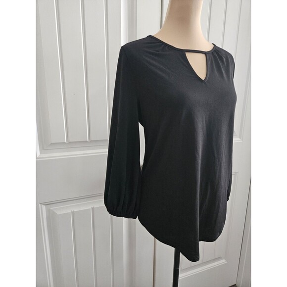 Adrianna Papell Black Keyhole Longsleeved Blouse Nwt  S - Picture 2 of 9